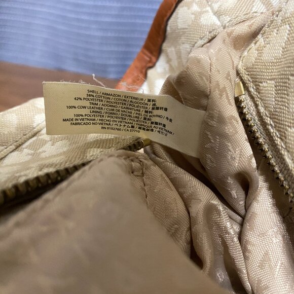 Large Kate Spade Tote Bag Brown Leather & Canvas W/ Wallet & Dust Bag - Picture 12 of 13